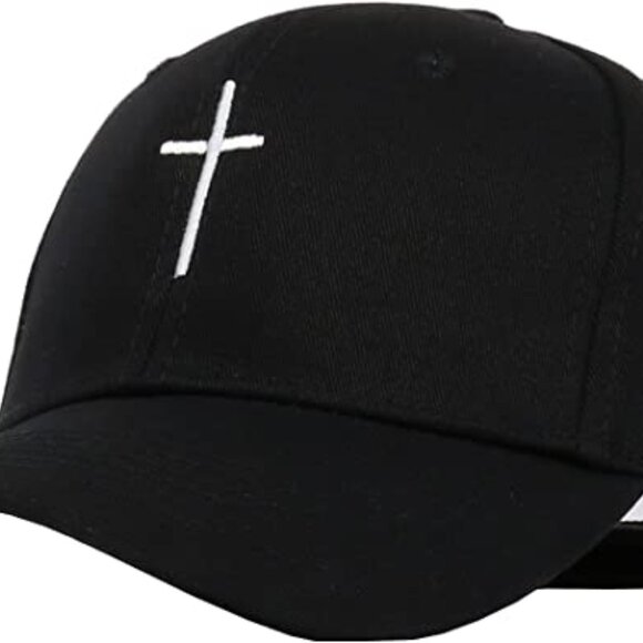 Cross Embroidered Christian Black Baseball Cap, Adjustable Hat, Mens, Womans - Picture 8 of 8
